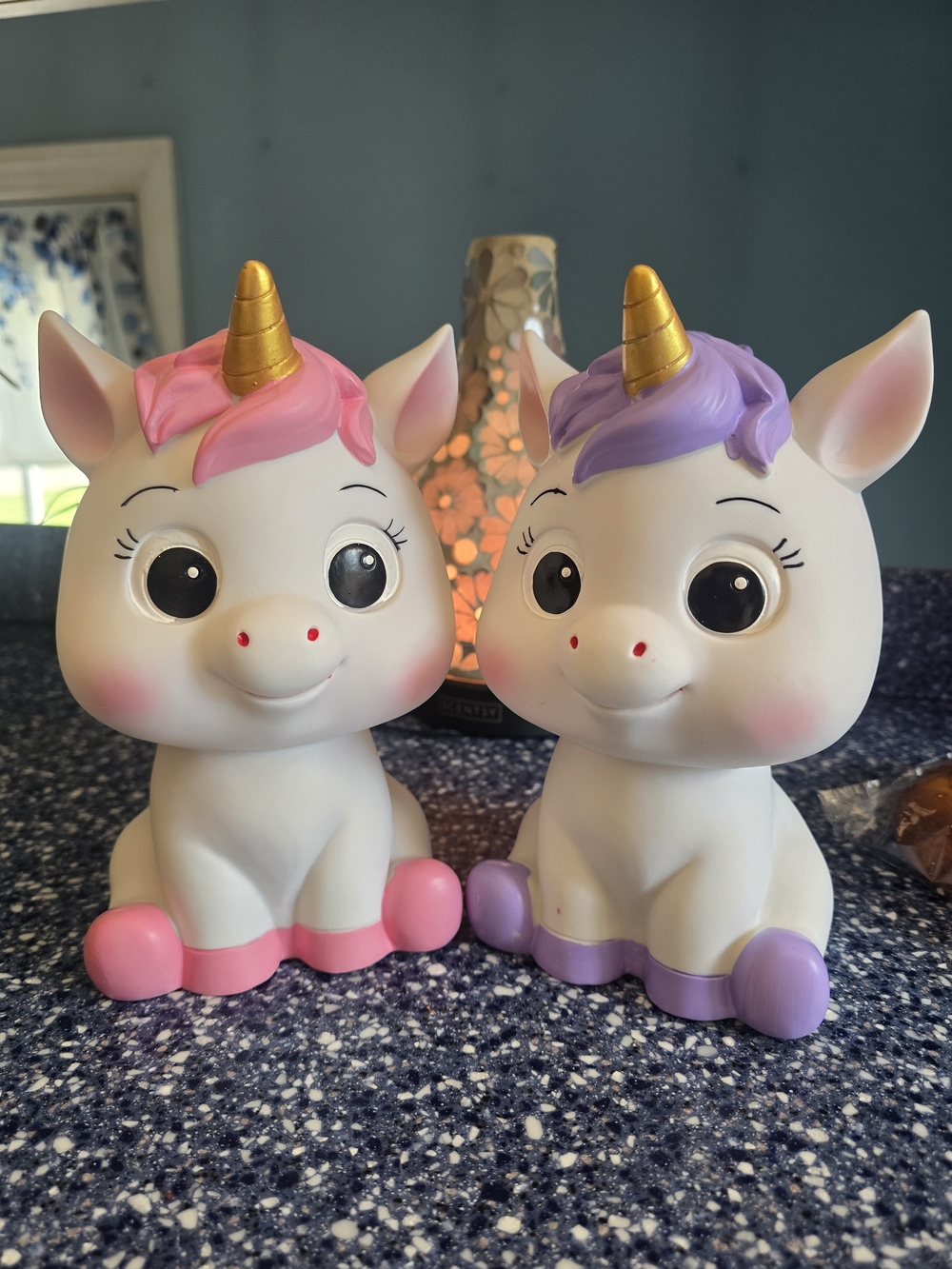 Unicorn Piggie Bank Set in White, Pink & Lavender